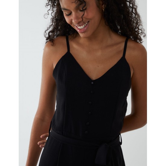 Button Front Strappy Jumpsuit