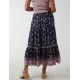 Elasticated Waistband Tiered Midi Skirt