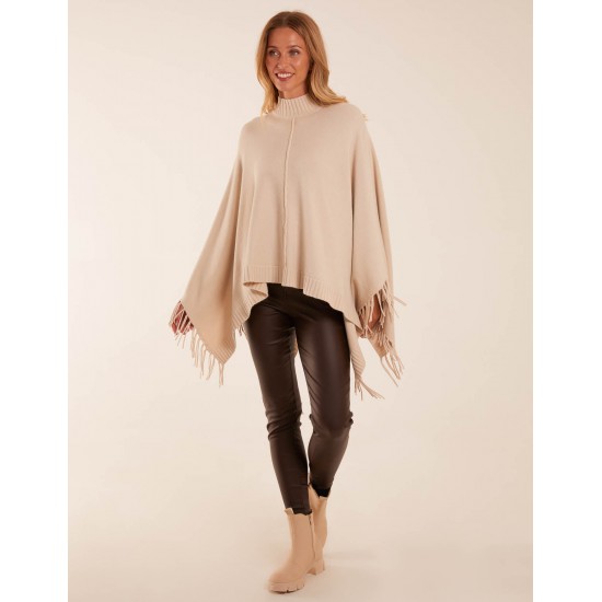 Tassel High Neck Poncho