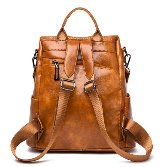 Leather Anti Theft Backpack Women