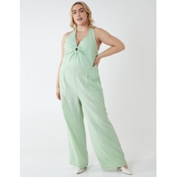 Curve Halter Neck Culotte Green Jumpsuit