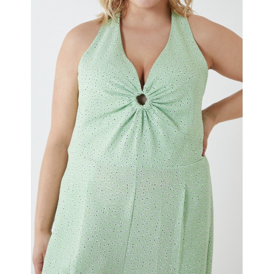 Curve Halter Neck Culotte Green Jumpsuit