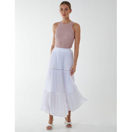 Ladder Trim Midi Skirt