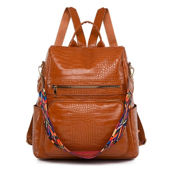 Faux Leather Laptop Backpack Women's