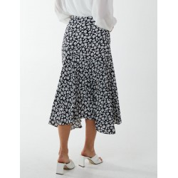 Floral Print Asymmetric Midi Skirt