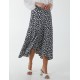 Floral Print Asymmetric Midi Skirt