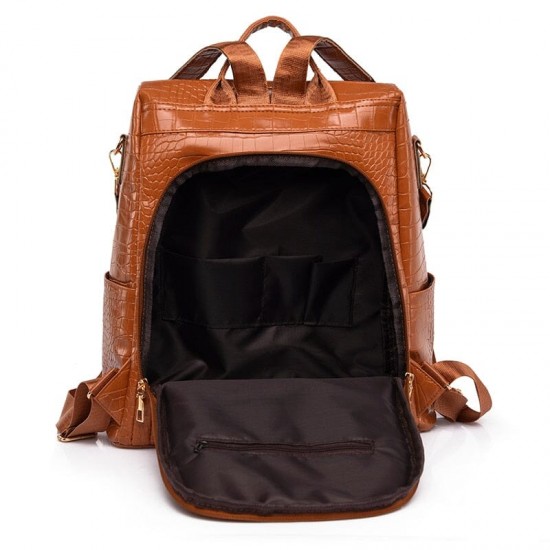 Faux Leather Laptop Backpack Women's