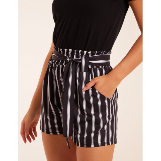 Stripe Belted Shorts